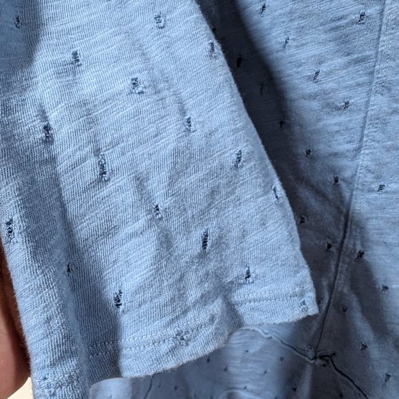 mododoc Women's Blue Textured 3/4 Sleeve V-Neck Blouse Sz M - Picture 4 of 6